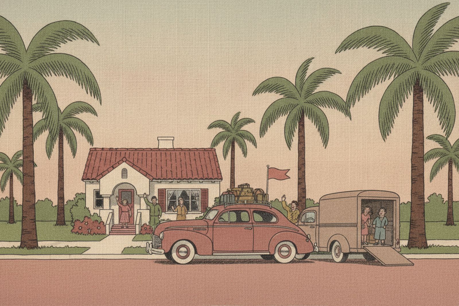 Moving to St. Petersburg — St. Petersburg, vintage-postcard-style illustration