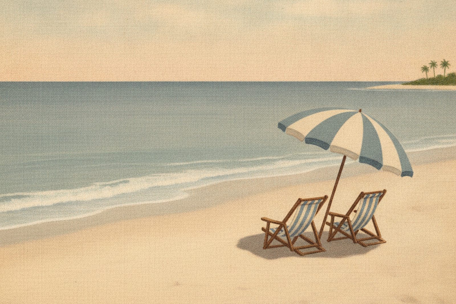 St. Petersburg beach — vintage-postcard-style illustration