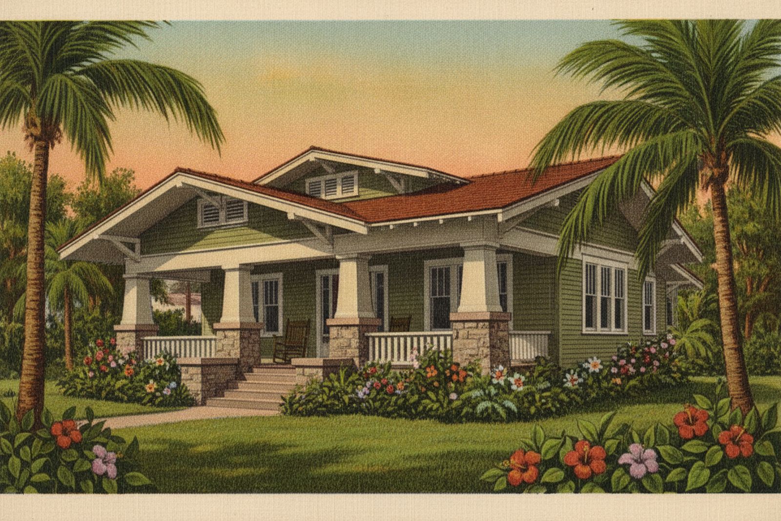 Historic Kenwood, St. Petersburg — vintage-postcard-style illustration