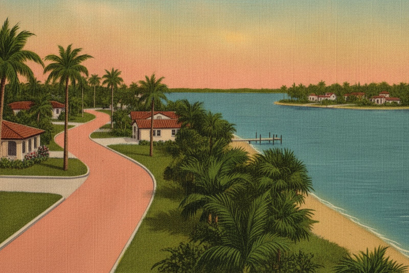 Pinellas Point, St. Petersburg — vintage-postcard-style illustration