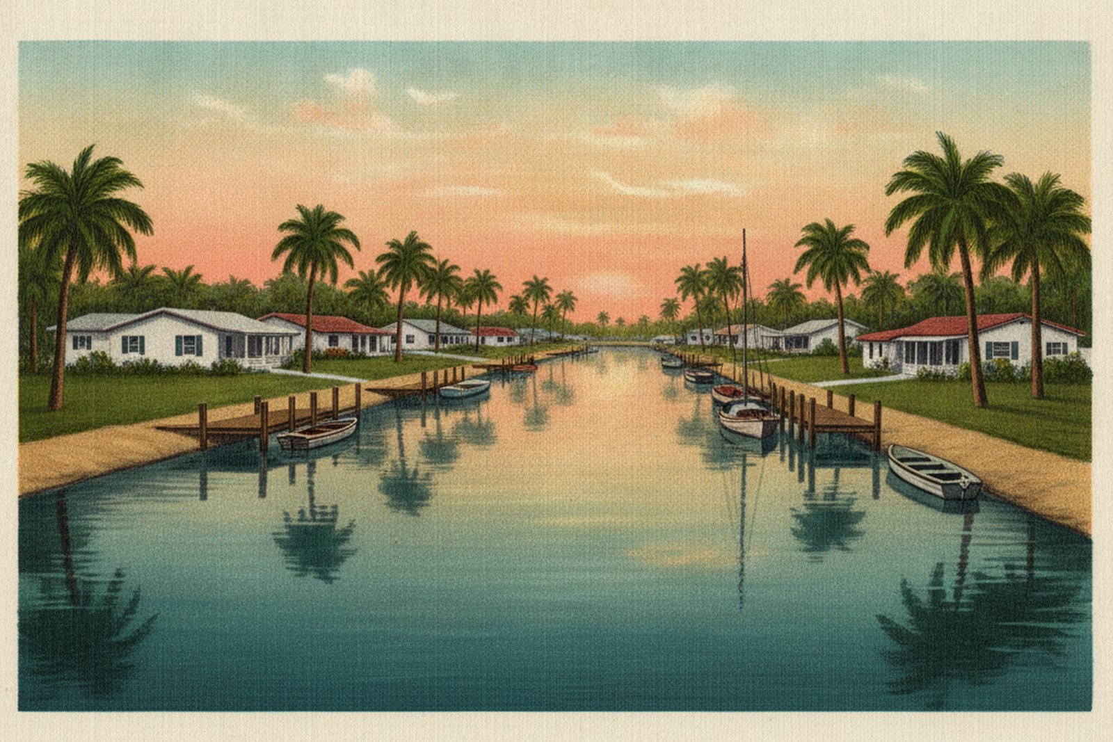Shore Acres, St. Petersburg — vintage-postcard-style illustration