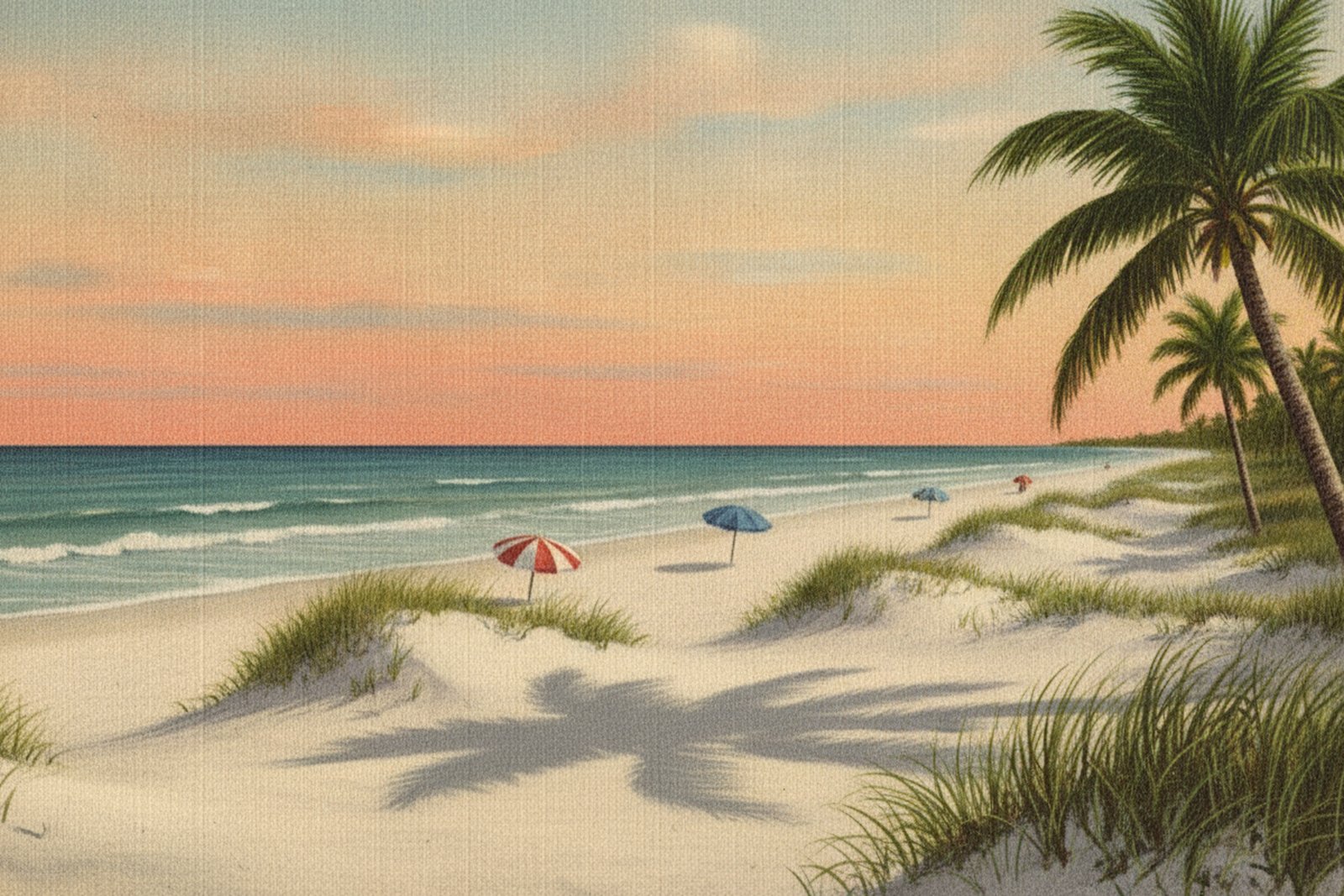 St. Pete Beach, St. Petersburg — vintage-postcard-style illustration